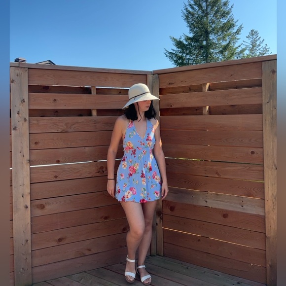 Summer dress, size small, blue with floral pattern. - Picture 5 of 6